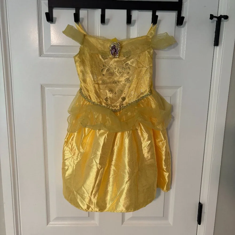 Disney Princess Belle Deluxe Yellow Gown Costume – Girls S (4–6X)